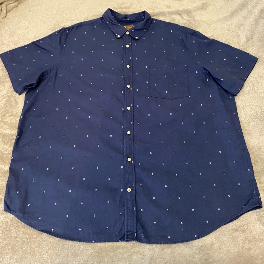 Foundry Supple Men’s Short Sleeve Shirt Anchor Size3XL Navy Blue Marine Nautical